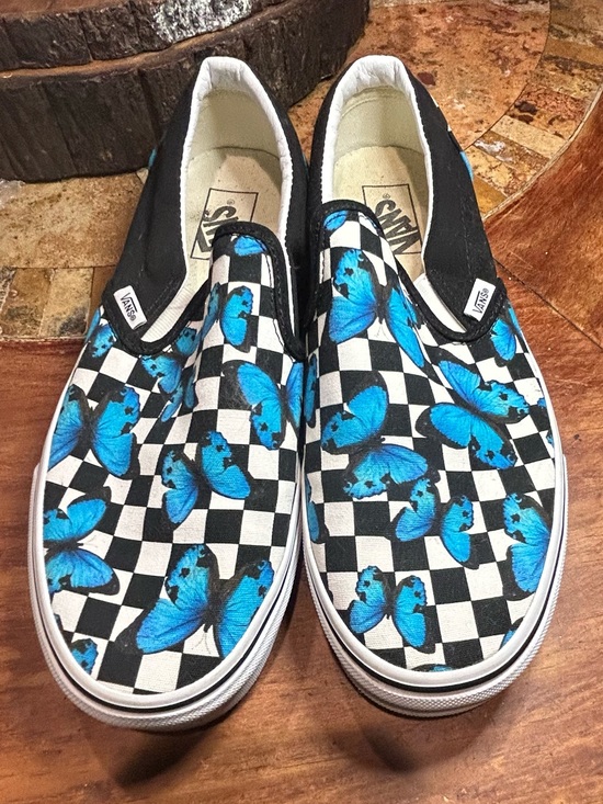 Vans Other - Vans Black/Blue Butterfly Checkered Unisex size 9.5 men 11 women Excellent con
